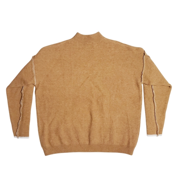 BiBi Womens Reverse Stitch Mock Neck Acrylic Blend Sweater Size XL Caramel NWT - Picture 3 of 5
